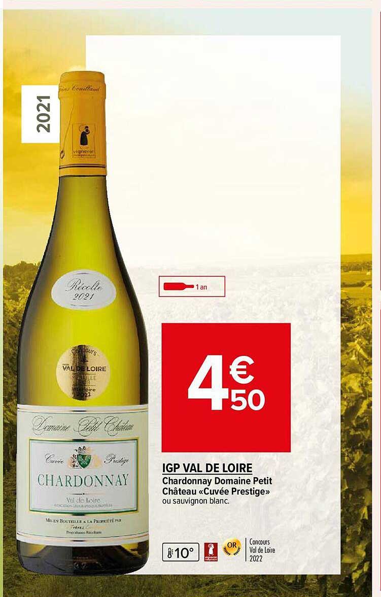igp val de loire chardonnay domaine petit château "cuvée prestige"