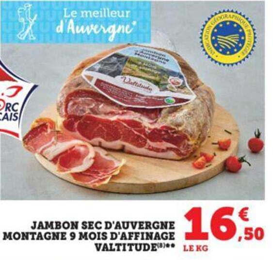 Jambon Sec D'auvergne Montagne 9 Mois D'affinage Valtitude