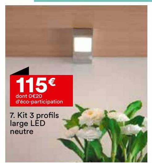 kit 3 profils large led neutre