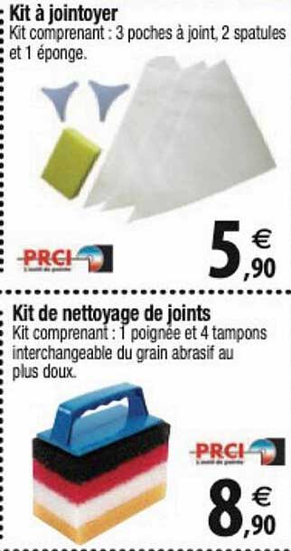 kit à jointoyer, kit de nettoyage de joints prci