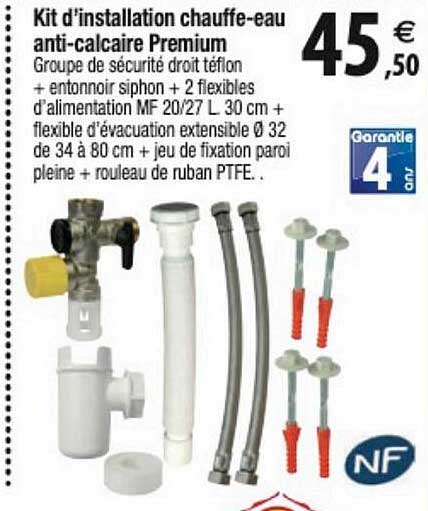 kit d'installation chauffe-eau anti-calcaire premium