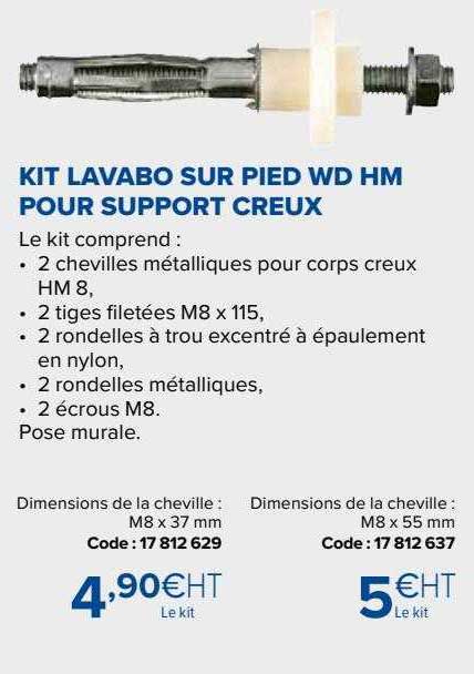 kit lavabo sur pied wd hm pour support creux