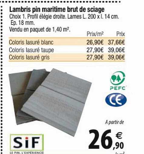 lambris pin maritime brut de sciage sif