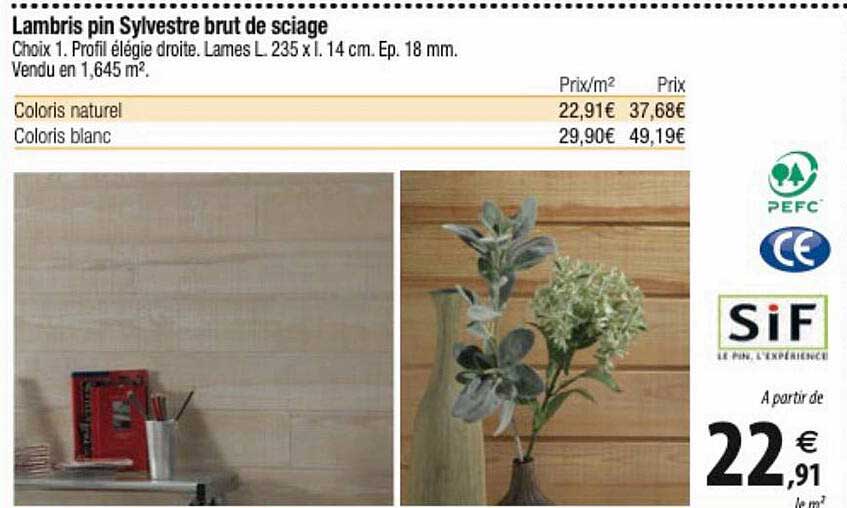 lambris pin sylvestre brut de sciage