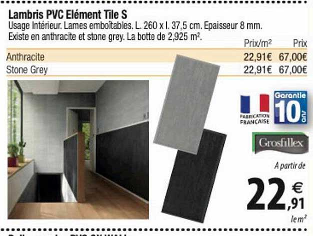 lambris pvc élément tile s grosfillex