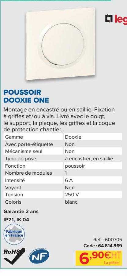 legrand poussoir dooxie one