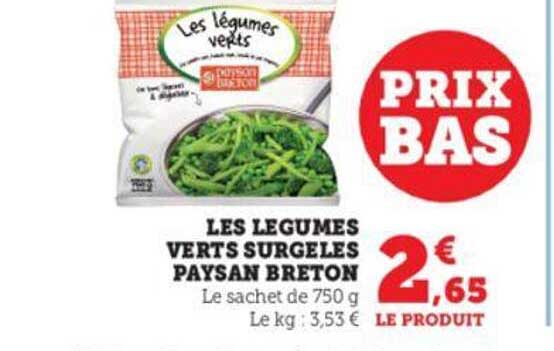 les légumes verts surgelés paysan breton