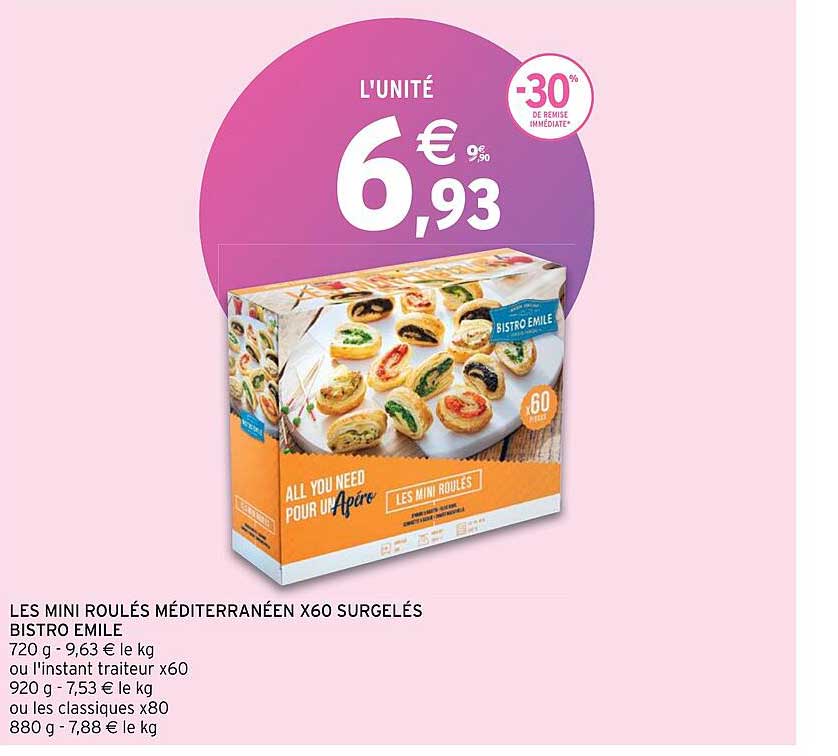 les mini roulés méditerranéen surgelés bistro emile
