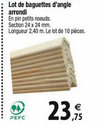 lot de baguettes d'angle arrondi