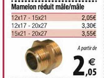 mamelon réduit mâle-mâle
