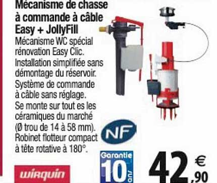mécanisme de chasse à commande à câble easy + jollyFill