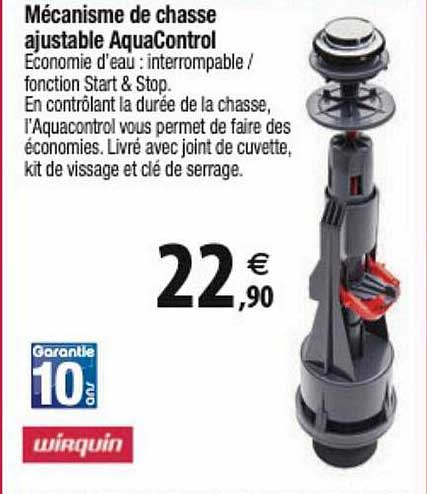 mécanisme de chasse ajustable aquaControl wirquin