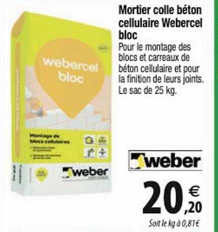 mortier colle béton cellulaire webercel bloc