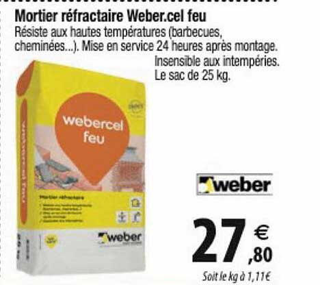 mortier réfractaire weber.cel feu weber