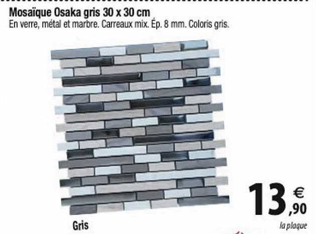 mosaïque osaka gris 30 x 30 cm