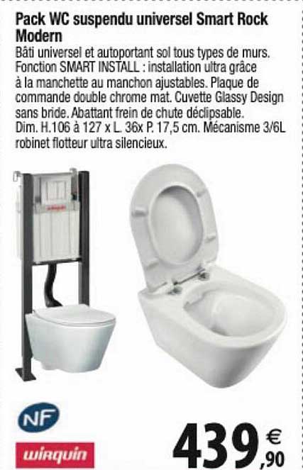 pack wc suspendu universel smart rock modern