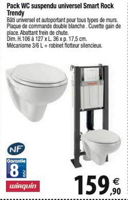 Pack Wc Suspendu Universel Smart Tock Trendy Wirquin