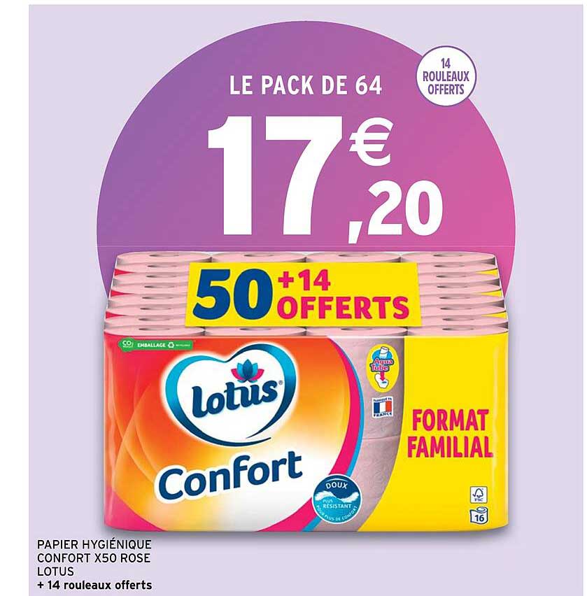 Papier Hygiénique Confort X50 Rose Lotus