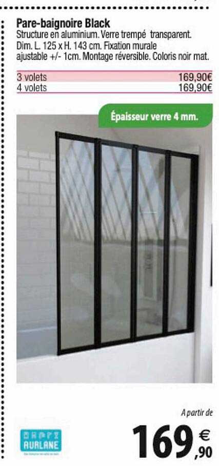 pare-baignoire black aurlane
