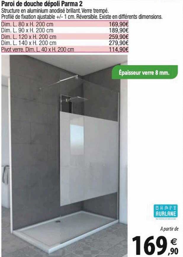 paroi de douche dépoli parma 2