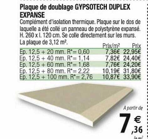 plaque de doublage gypsotech duplex expanse
