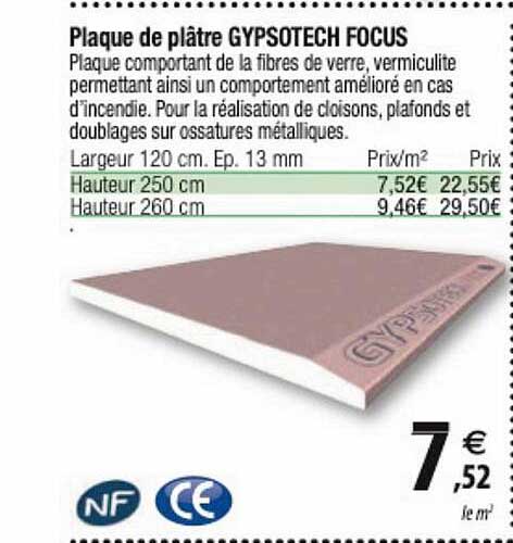 plaque de plâtre gypsotech focus