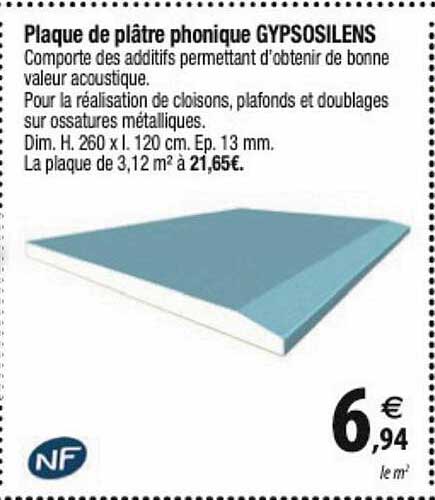 Plaque De Plâtre Phonique Gypsosilens
