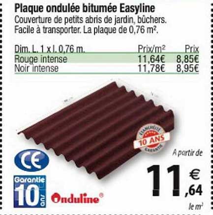 Plaque Ondulée Bitumée Easyline Onduline