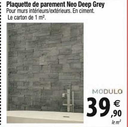 plaquette de parement neo deep grey modulo