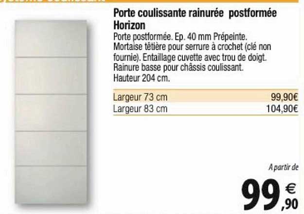 porte coulissante rainurée postformée horizon