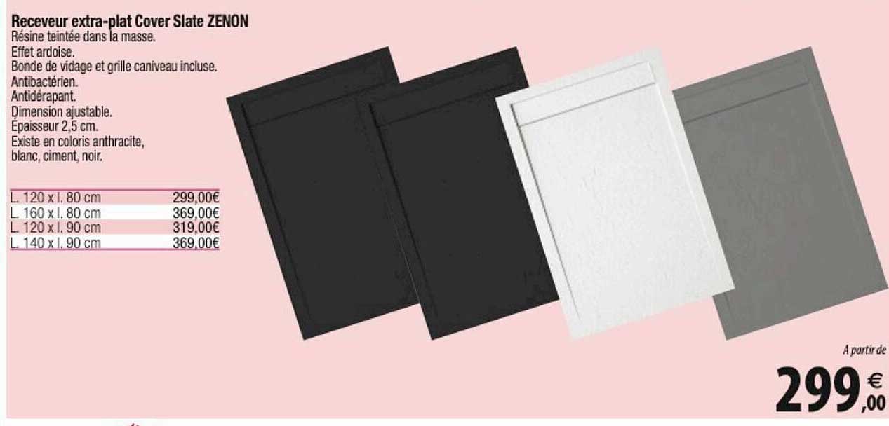 receveur extra-plat cover slate zenon