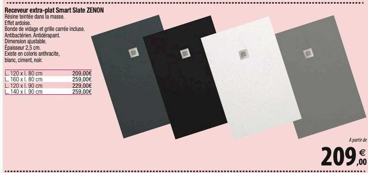 receveur extra-plat smart slate zenon