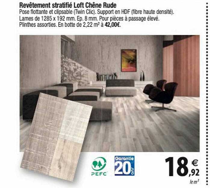 revêtement stratifié loft chêne rude