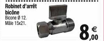robinet d'arrêt bicône