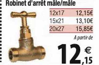 robinet d'arrêt mâle -mâle