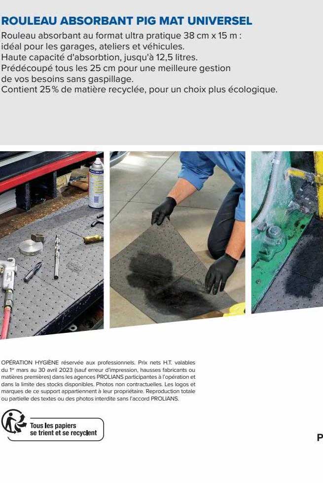 rouleau absorbant pig mat universel