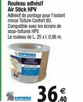 rouleau adhésif air stick hpv soprema