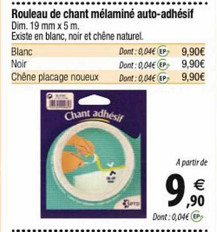 rouleau de chant mélaminé auto-adhésif