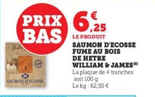 saumon d'écosse fumé au bois de hêtre william & james