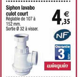 siphon lavabo culot court wirquin