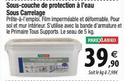 sous-couche de protection à l'eau sous carrelage parexlanko