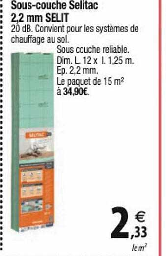 sous-couche selitac 2,2 mm selit
