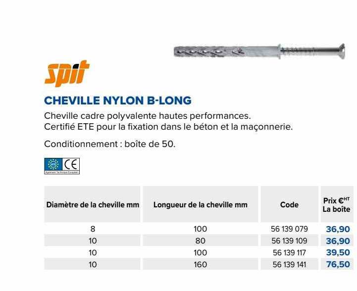 spit cheville nylon b-long