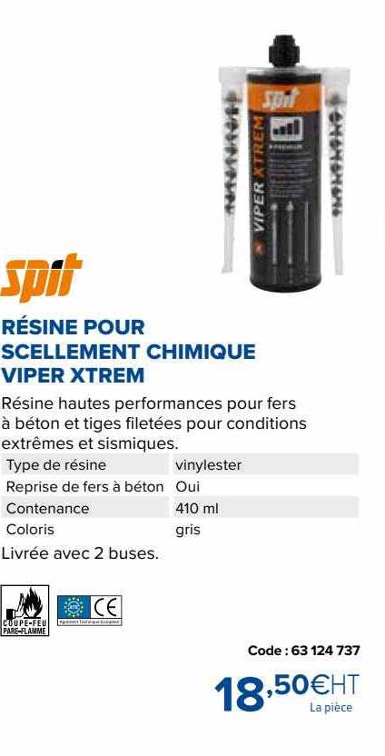 spit résine pour scellement chimique viper xtrem