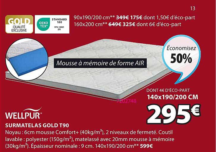 surmatelas gold t90