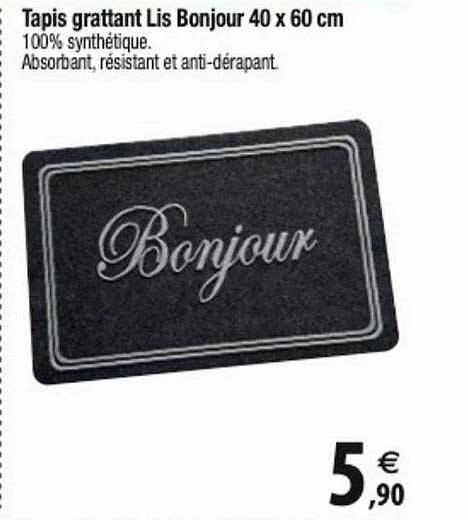 tapis grattant lis bonjour 40 x 60 cm