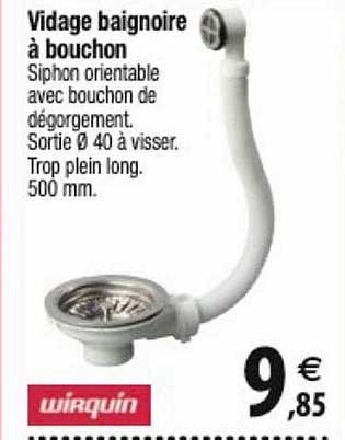 vidage baignoire à bouchon wirquin