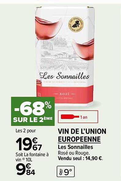 vin de l'union europeenne les sonnailles rosé ou rouge