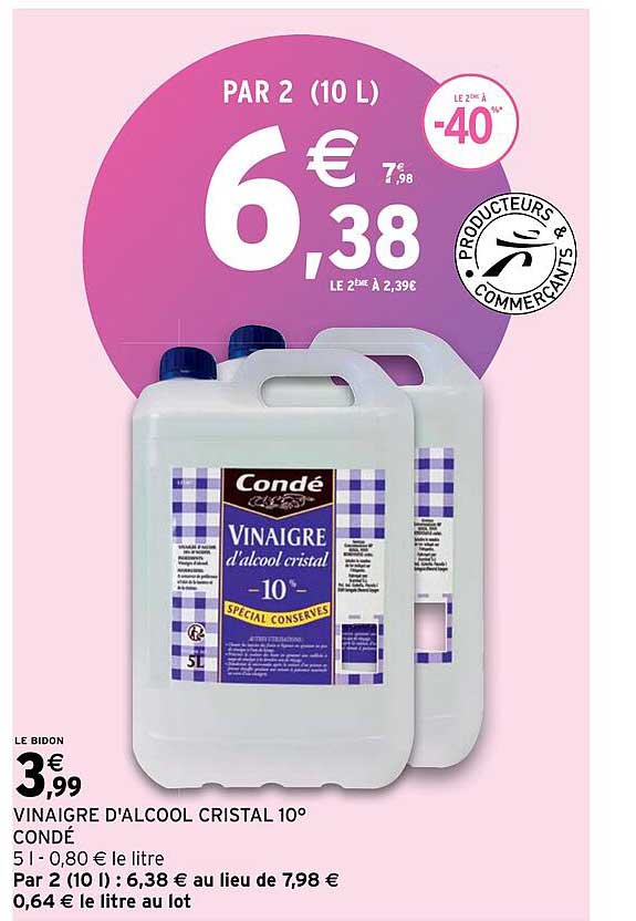 vinaigre d'alcool cristal 10° condé