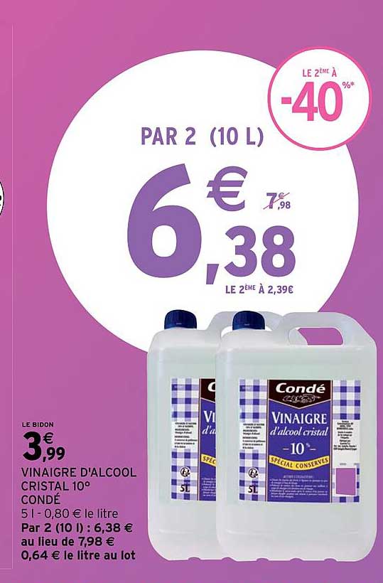 vinaigre d'alcool cristal 10° condé